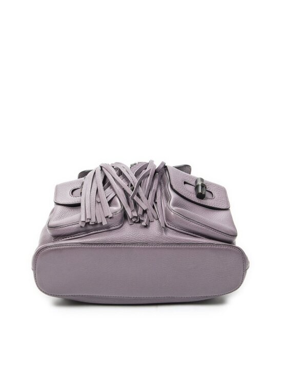 Gucci Bamboo Backpack Tassel Purple Calfskin Leather